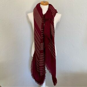 Blanket Scarf Burgundy and Beige